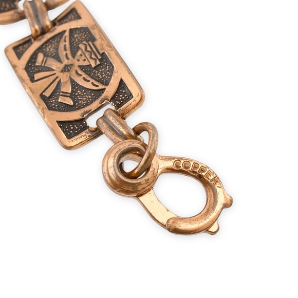 Vintage Copper Knifewing Kachina Link Bracelet Southwestern Native American God - Picture 4 of 5